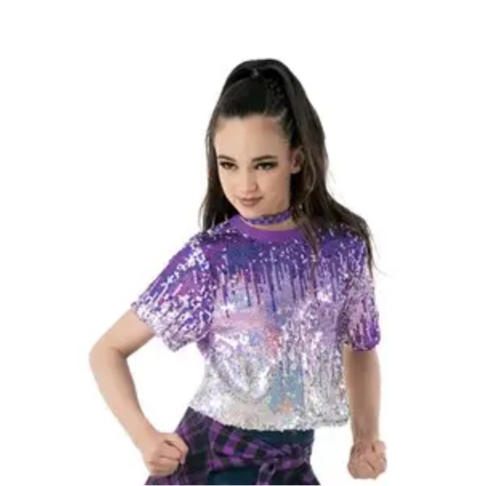 Purple Sequin Crop Top dance costume